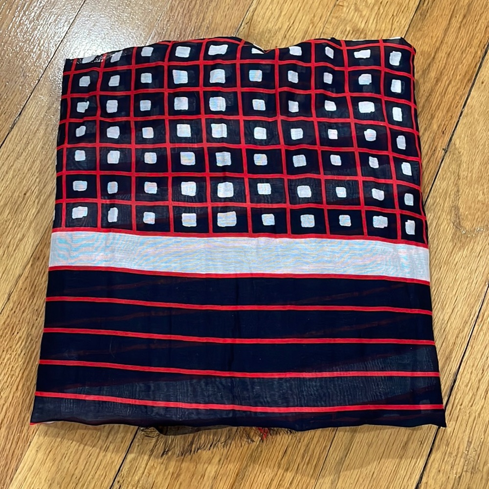 Loft scarf navy blue,red,white, and pink